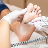 Professionele voetverzorging tijdens een pedicurebehandeling